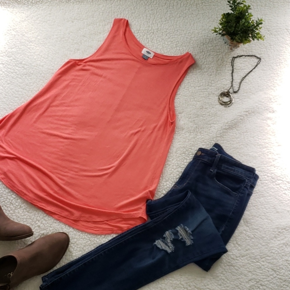 Old Navy coral tropics tank tunic EUC